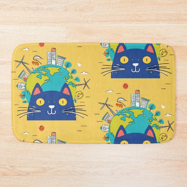 Item preview, Cartoon image of cute cat head in concept of sustainable world. designed and sold by PhotoSticker-YY.