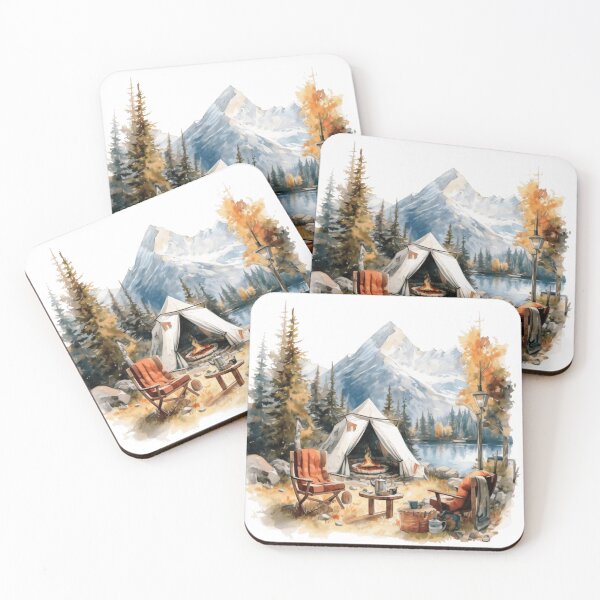 Item preview, Mountain Camping Scene Art Print designed and sold by amortka.