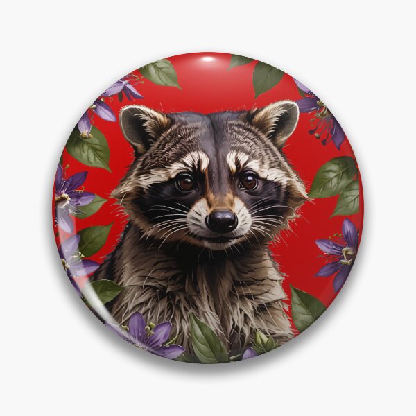 Item preview, A Raccoon Surrounded By Purple Passion Flower Flowers designed and sold by taiche.