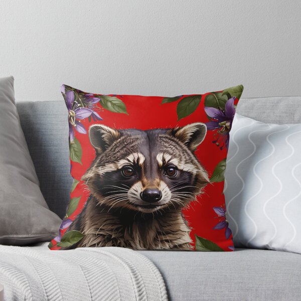 Item preview, A Raccoon Surrounded By Purple Passion Flower Flowers designed and sold by taiche.
