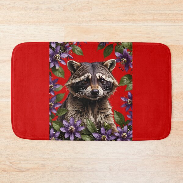 Item preview, A Raccoon Surrounded By Purple Passion Flower Flowers designed and sold by taiche.