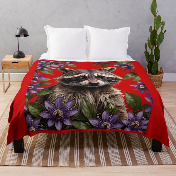 Item preview, A Raccoon Surrounded By Purple Passion Flower Flowers designed and sold by taiche.
