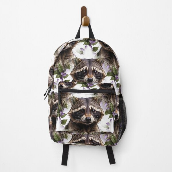 Item preview, A Raccoon Surrounded By Purple Passion Flower Flowers Pattern designed and sold by taiche.