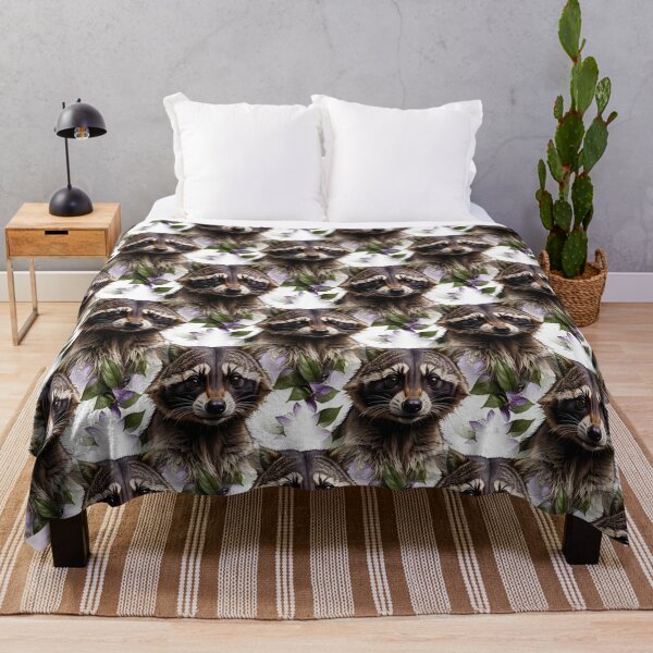 Item preview, A Raccoon Surrounded By Purple Passion Flower Flowers Pattern designed and sold by taiche.