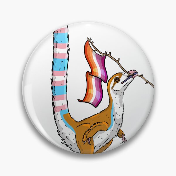 Item preview, Trans Sinosauropteryx Holding a Lesbian Flag designed and sold by Julianne Kiely.