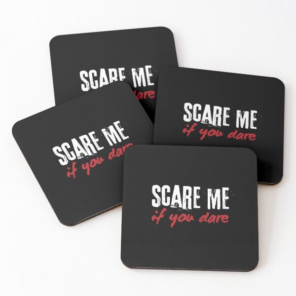 Item preview, "Scare me if you dare" horror lover text | white and red designed and sold by LarkaArt.