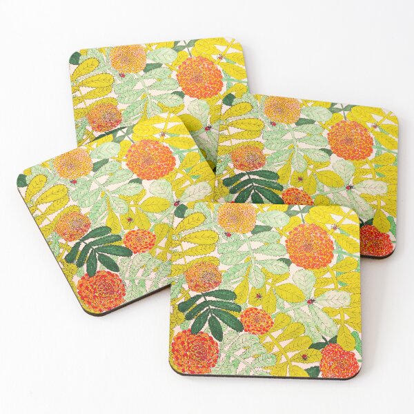 Item preview, Ladybirds in the marigolds white background designed and sold by craft4pellucid.
