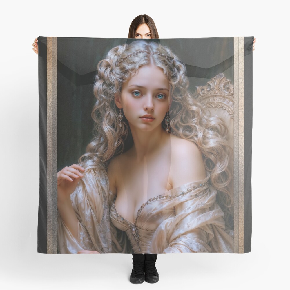A Graceful Elegant Baroque Lady In A Luxurious Silk Gown AI Concept Art by Xzendor7 4 A Graceful Elegant Baroque Lady In A Luxurious Silk Gown Stunning AI Concept Art by Xzendor7 Decorative Portrait Art Print Ladies Scarf