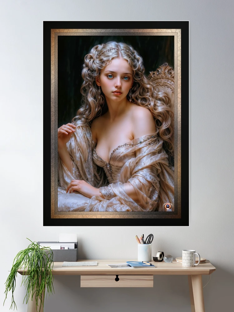 A Graceful Elegant Baroque Lady In A Luxurious Silk Gown AI Concept Art by Xzendor7 2 A Graceful Elegant Baroque Lady In A Luxurious Silk Gown Stunning AI Concept Art by Xzendor7 Room Decor Portrait Poster Art Print