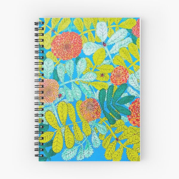 Item preview, Ladybirds in the marigolds blue background designed and sold by craft4pellucid.