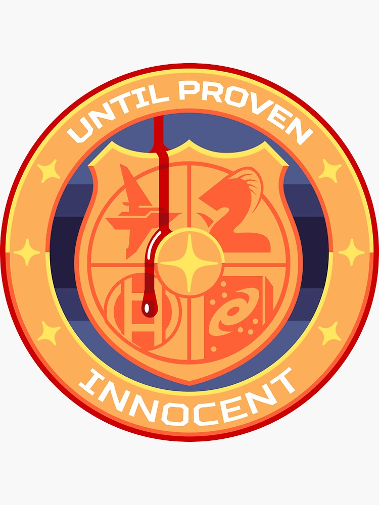 Thumbnail 3 of 3, Sticker, Cosmopunk Patch - Until Proven Innocent designed and sold by Cosmopunk.