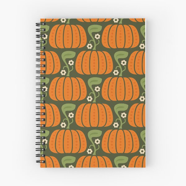 Item preview, KF 0253 A - Vintage Retro Pumpkin 70s Floral Pattern in Orange Green designed and sold by KhakiFinch.