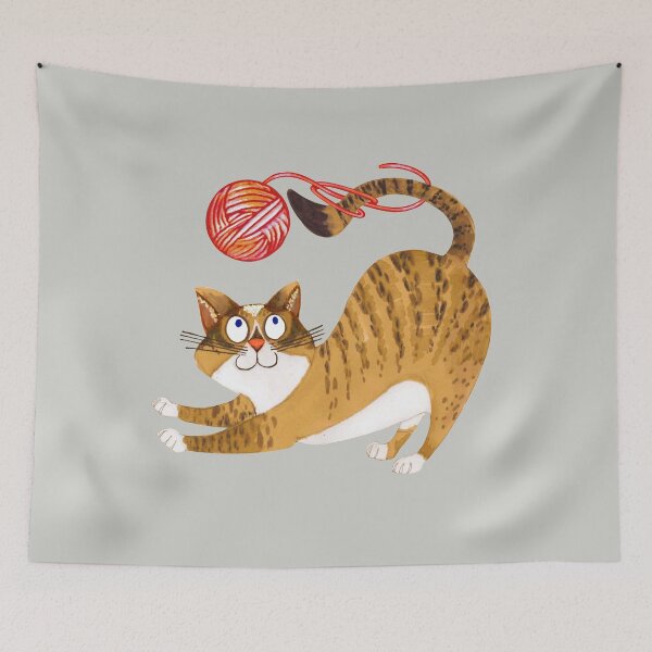 Item preview, cat with yarn ball designed and sold by BessoChicca.
