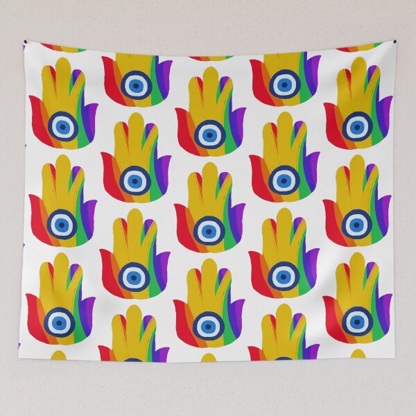 Item preview, Freedom Pride / Tel Aviv Pride Flag Hamsa designed and sold by PeaceforIsrael.