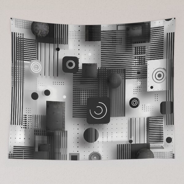 Item preview, Geometric patterns in hues of black and white v.4 designed and sold by Print2Harbor.