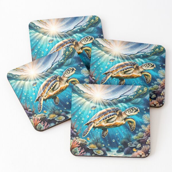 Item preview, Sea turtle underwater designed and sold by Lilsilverfish.