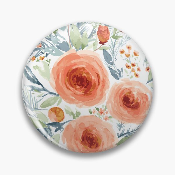 Item preview, Watercolor coral cabbage roses designed and sold by Linda Peterson.