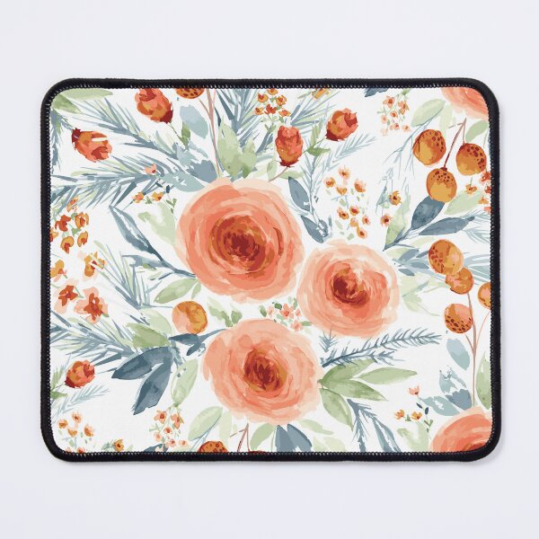Item preview, Watercolor coral cabbage roses designed and sold by Linda Peterson.