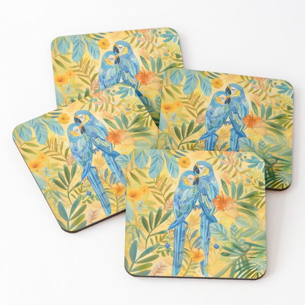 Item preview, a cute couple of parrots in the jungle designed and sold by NathalieTecher.