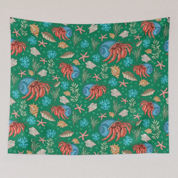 Item preview, Hermit crab and shells in Green designed and sold by Abizola.