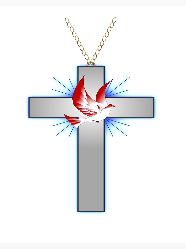 Dove over Holy Cross Necklace Art Board Print