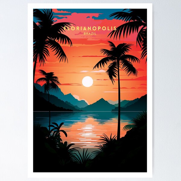 Artikel-Vorschau von Florianopolis Brasilien Insel Paradies Reise Poster Illustration, designt und verkauft von NeuralVibe.