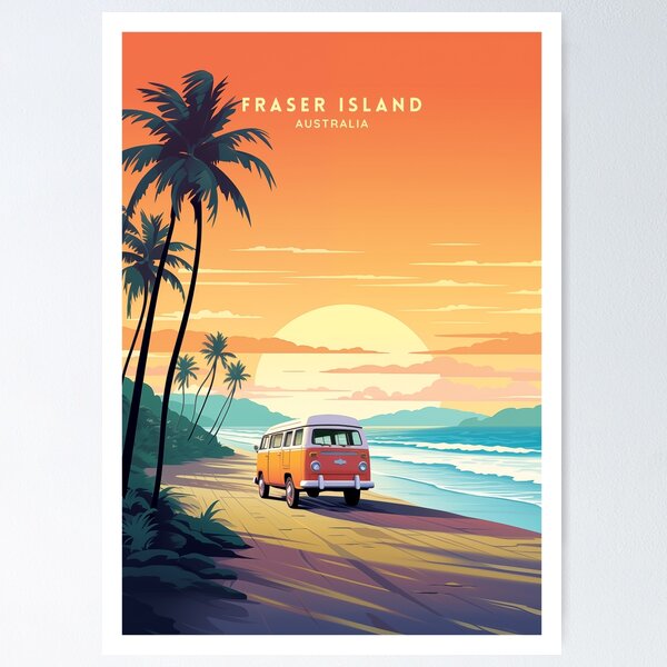 Item preview, Fraser Island Australia Wilderness Retreat Travel Poster Illustration designed and sold by NeuralVibe.
