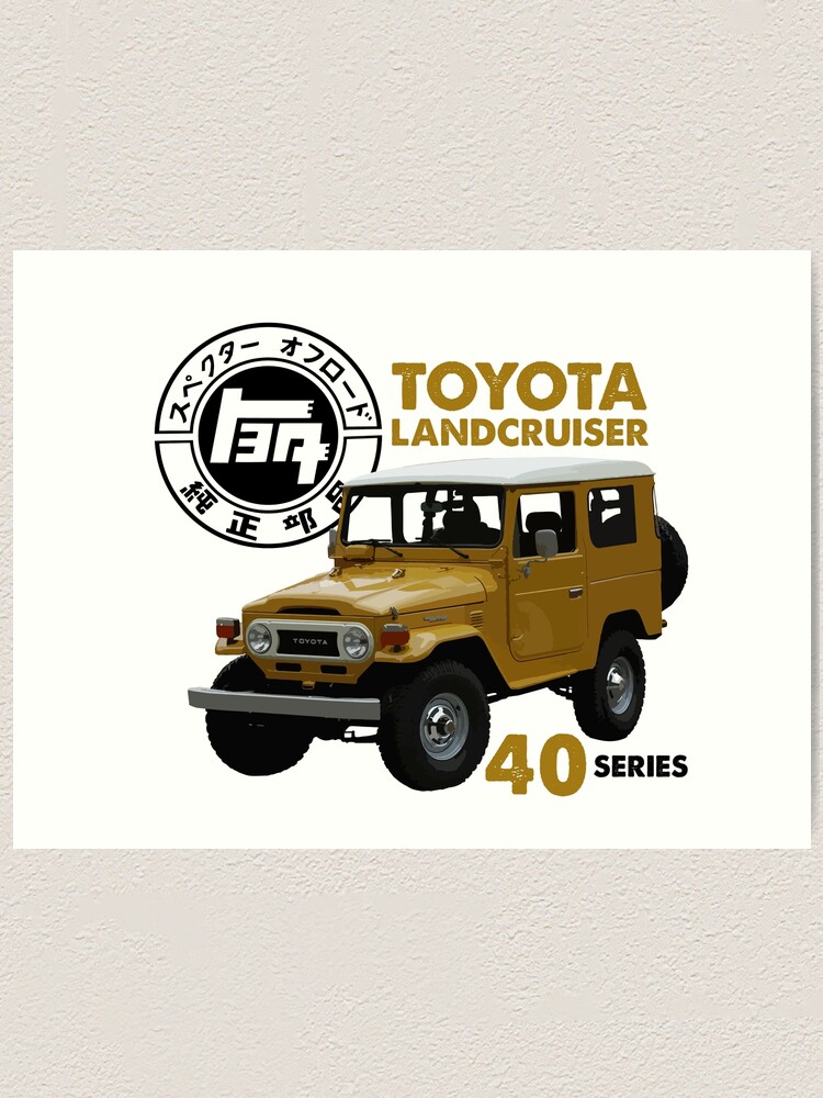 Yellow Toyota Landcruiser Fj40 With Vintage Logo Art Print By Lancepeek Redbubble