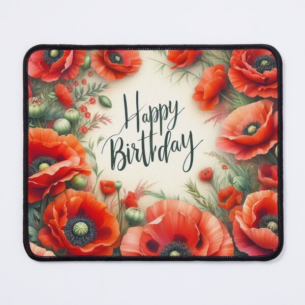 Item preview, Happy Birthday with Poppy Flowers designed and sold by Simplybe1.