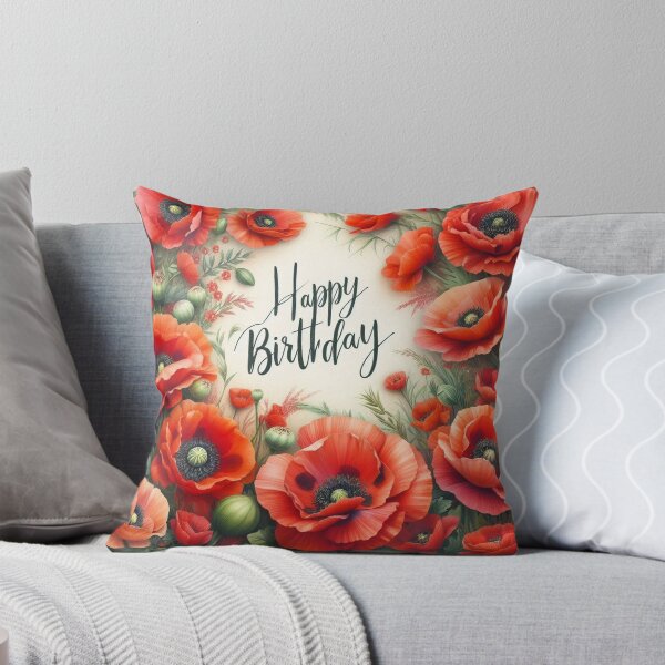 Item preview, Happy Birthday with Poppy Flowers designed and sold by Simplybe1.