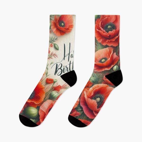 Item preview, Happy Birthday with Poppy Flowers designed and sold by Simplybe1.