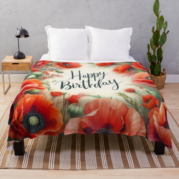 Item preview, Happy Birthday with Poppy Flowers designed and sold by Simplybe1.