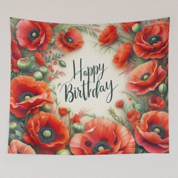 Item preview, Happy Birthday with Poppy Flowers designed and sold by Simplybe1.