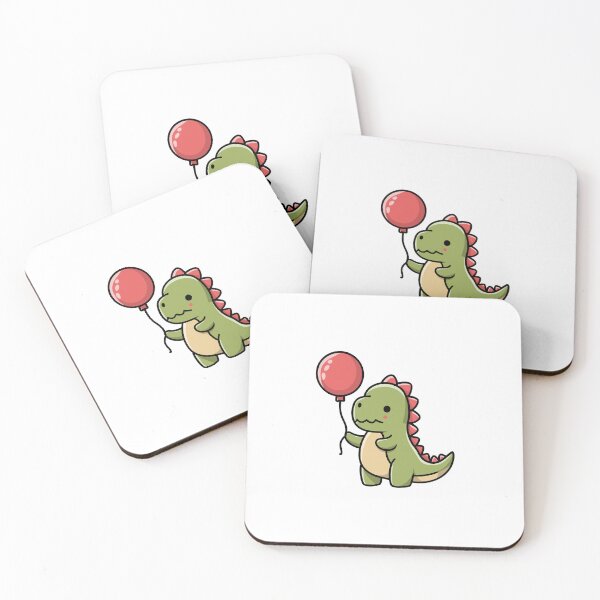 Item preview, Kawaii dinosaur with a red balloon designed and sold by MaateoDesign.