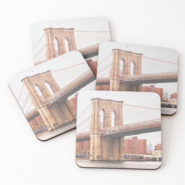 Item preview, New York, USA I Brooklyn bridge retro vintage view with panoramic views of the Manhattan skyline and the Hudson River with the historic industrial brick architecture of new yorker loft building designed and sold by Julie Travel Photography.