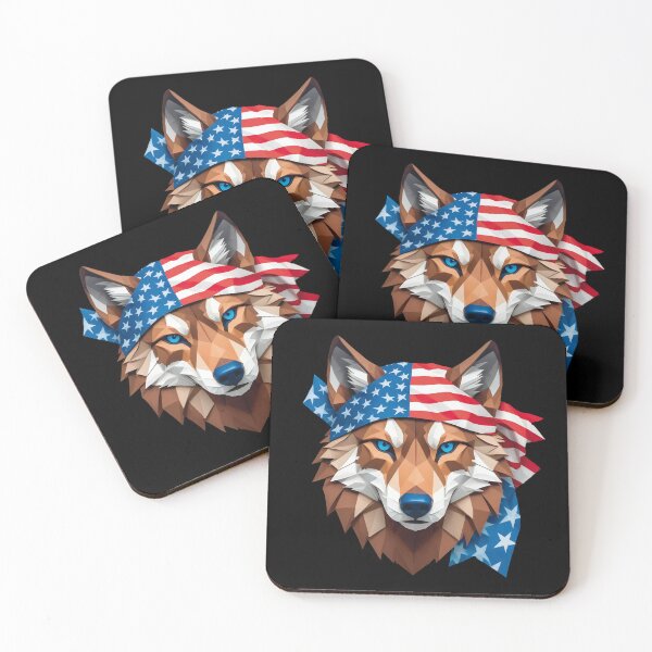Item preview, Face Of A Wolf With Blue Eyes And An American Flag designed and sold by Adelberton.