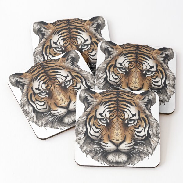 Item preview, Portrait of a colorful tiger with a tattoo designed and sold by artistry2024.