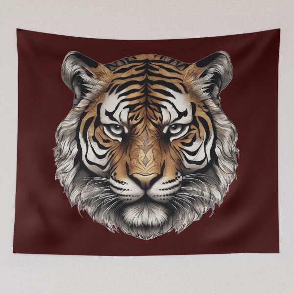 Item preview, Portrait of a colorful tiger with a tattoo designed and sold by artistry2024.