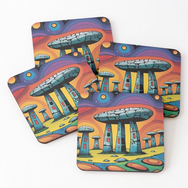 Item preview, Cosmic colorful dolmens like mushrooms designed and sold by Harry Wibier.