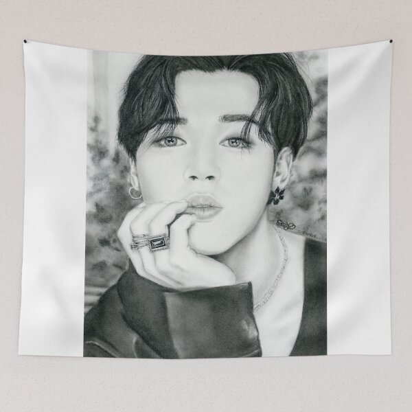 Item preview, BTS JIMIN Park Jimin hand drawn charcoal portrait designed and sold by CloudLily.