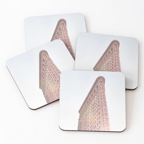 Item preview, New York, USA I The Flatiron building in the sun with original and flat architecture between Broadway and 5th Avenue in a retro vintage postcard aesthetic atmosphere for a mythical NYC landmark designed and sold by Julie Travel Photography.