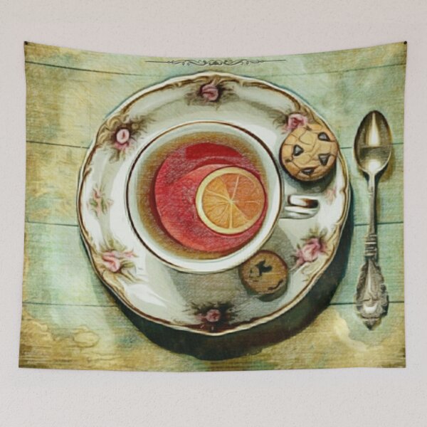 Item preview, Vintage Tea Cup, Tea Time Poster  designed and sold by Pretty-Bird.