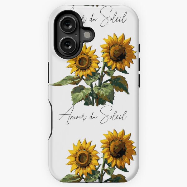 Kleiner Strauß aus zwei Sonnenblumen mit französischer Unterschrift iPhone Robuste Hülle