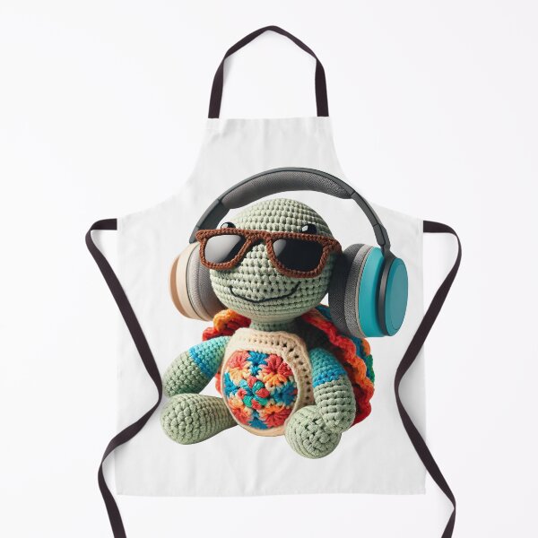 Item preview, Crochet turtle with headphones and sunglasses designed and sold by OtterDesigns.
