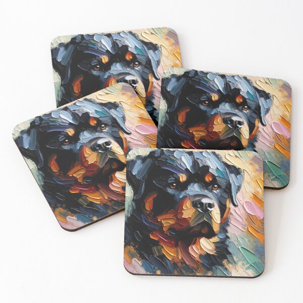 Item preview, Rottweiler Impasto Painting designed and sold by PetPaletteCards.