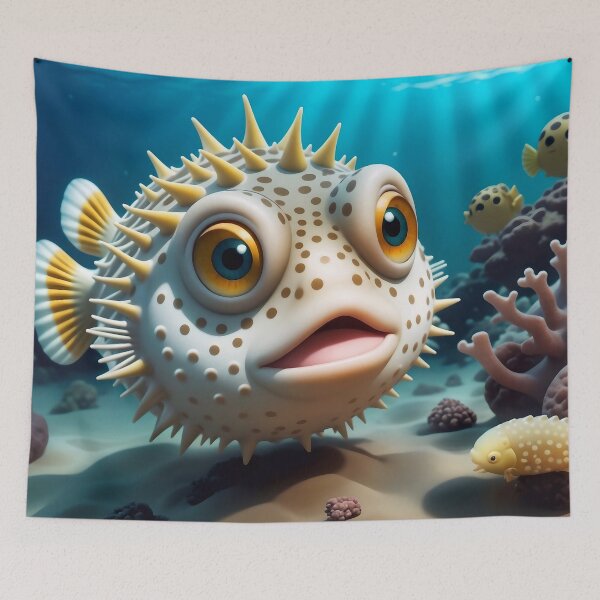 Item preview, Funny Little Spiky Pufferfish In The Ocean designed and sold by TheArtOfPat.