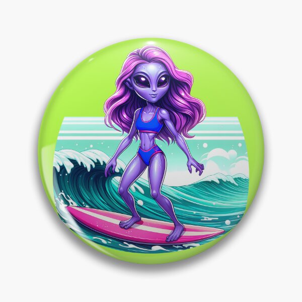 Artikelvorschau, Alien Surf Queen - Alien Cartoon entworfen und verkauft von Second Draft Visuals.