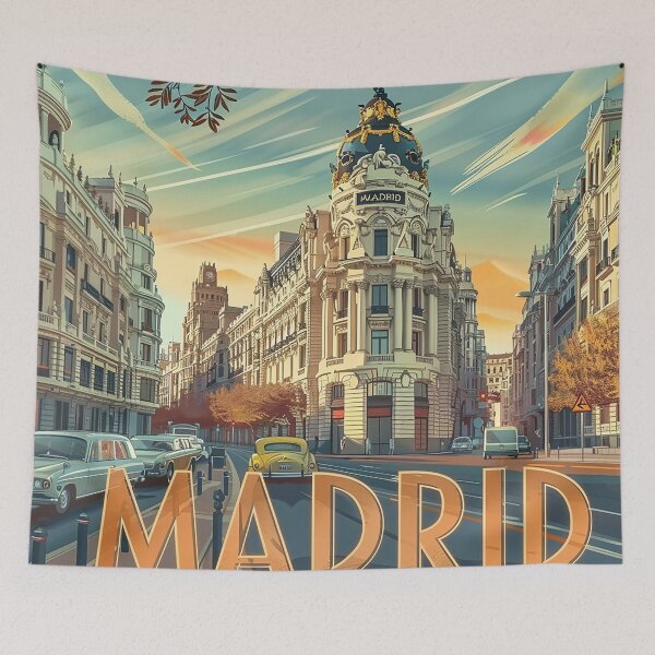 Artikelvorschau, Retro Madrid Illustration entworfen und verkauft von nomiraclehere.
