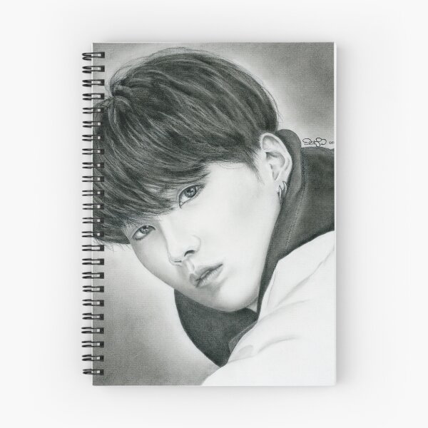 Item preview, BTS SUGA Min Yoongi retrato al carbón dibujado a mano designed and sold by CloudLily.