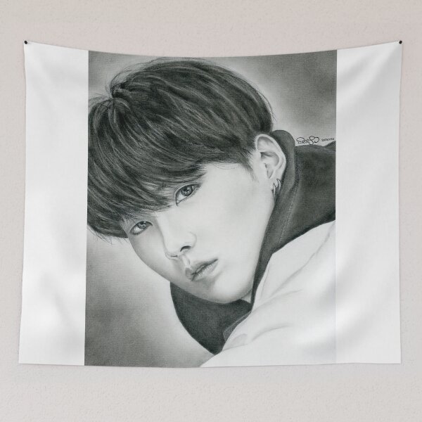 Item preview, BTS SUGA Min Yoongi hand drawn charcoal portrait designed and sold by CloudLily.